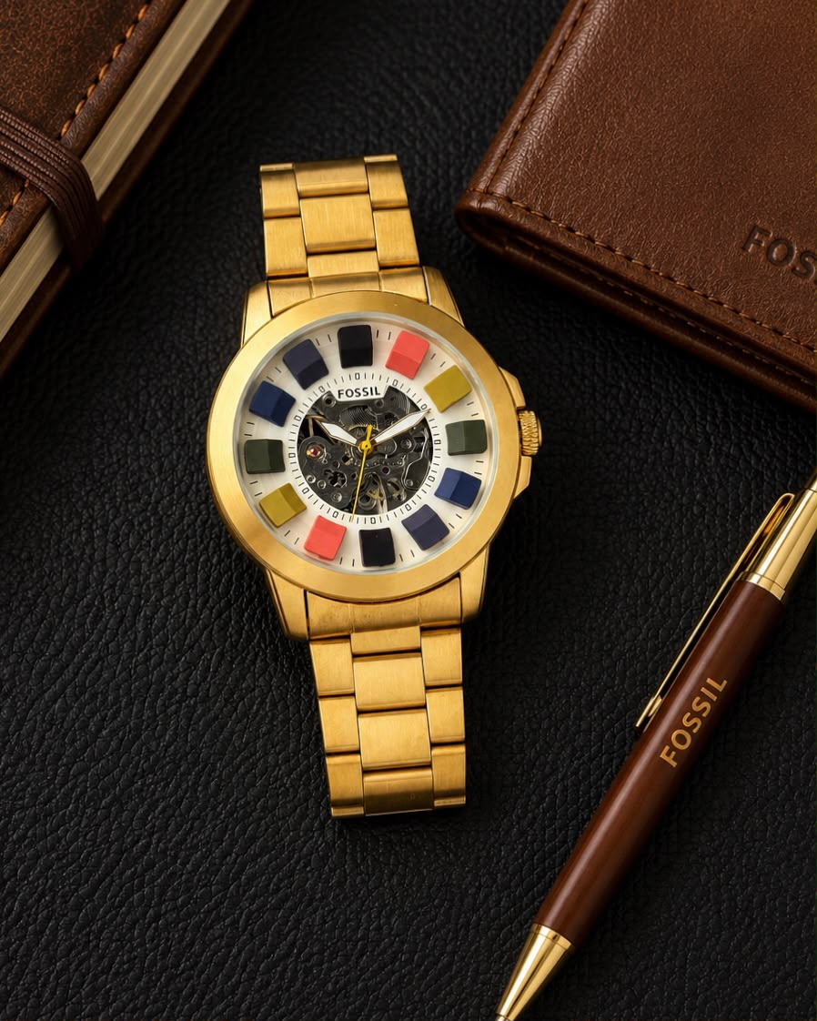 Fossil Skeleton Dial Automatic Gold