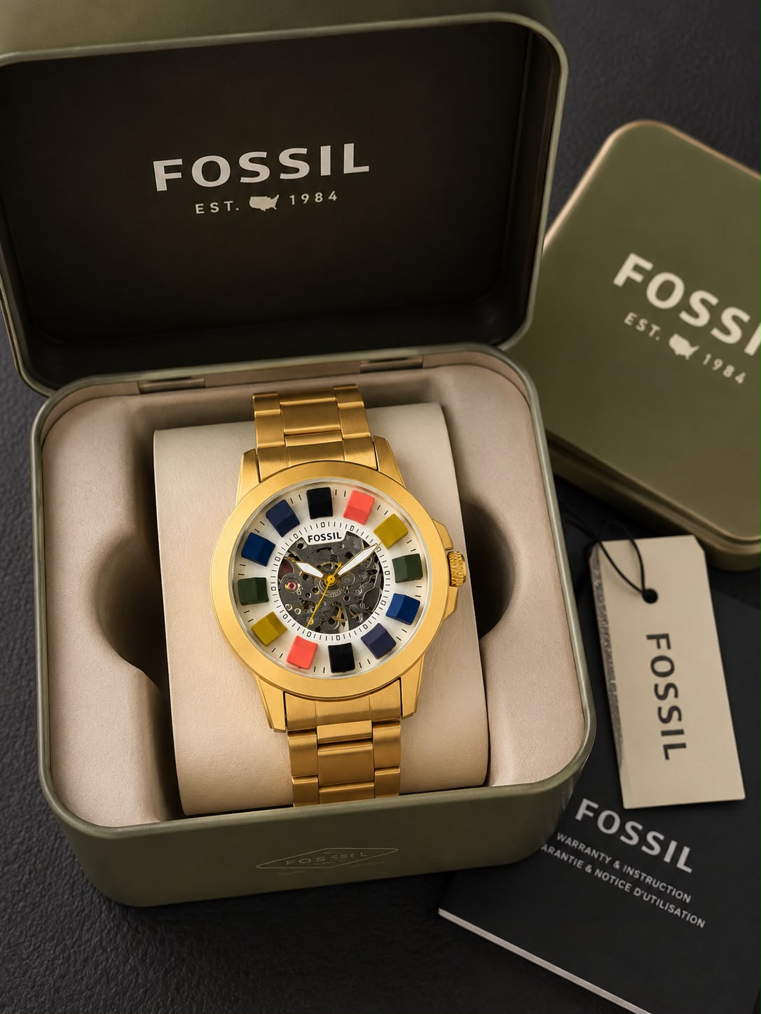 Fossil Skeleton Dial Automatic Gold