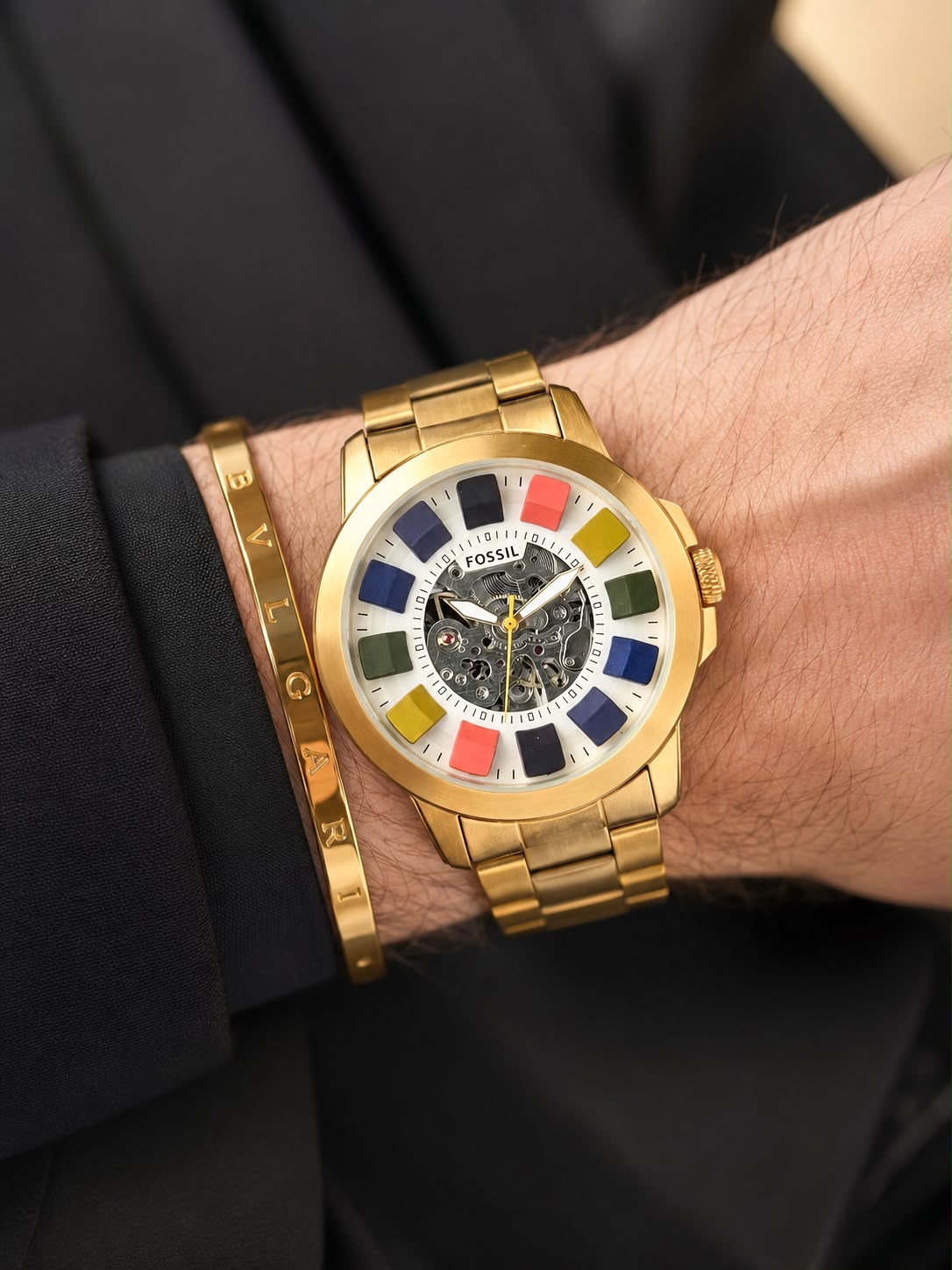 Fossil Skeleton Dial Automatic Gold