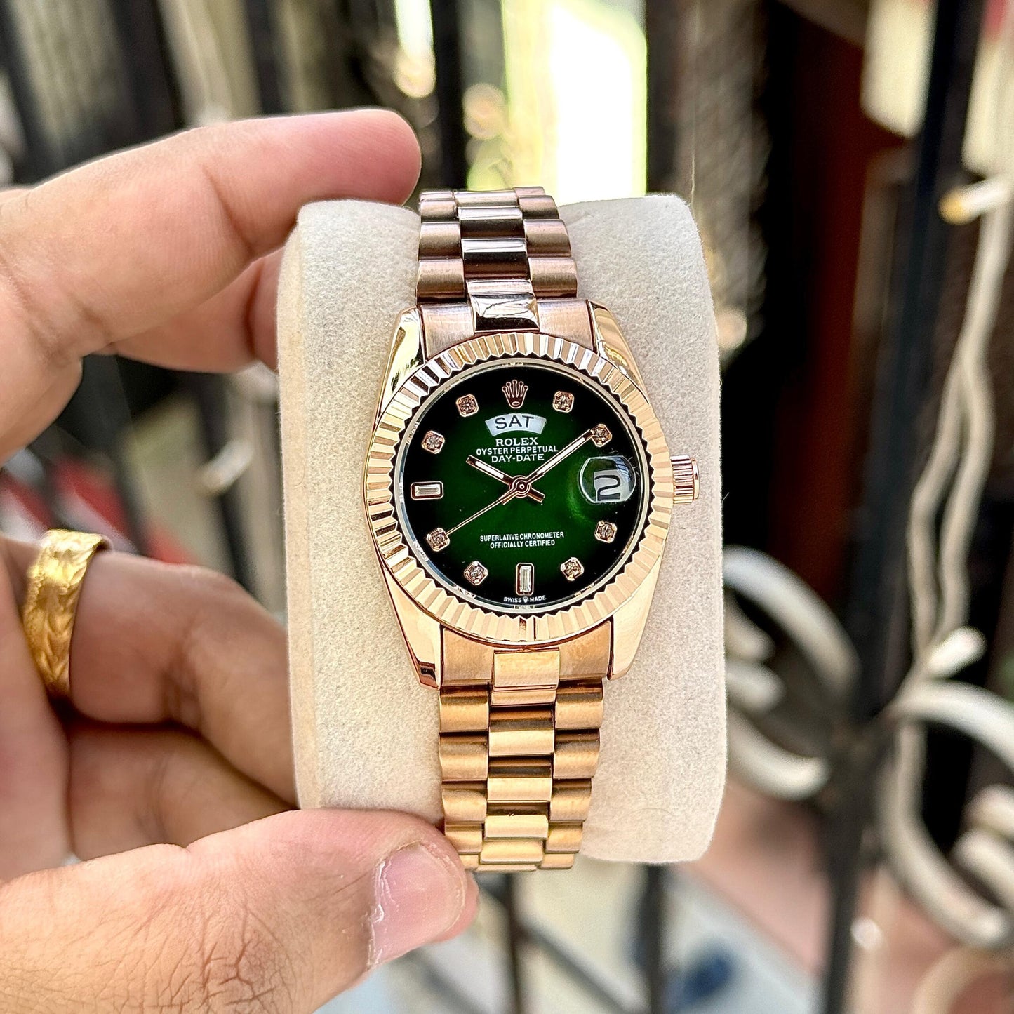 Rolex Rose Gold Green Dial