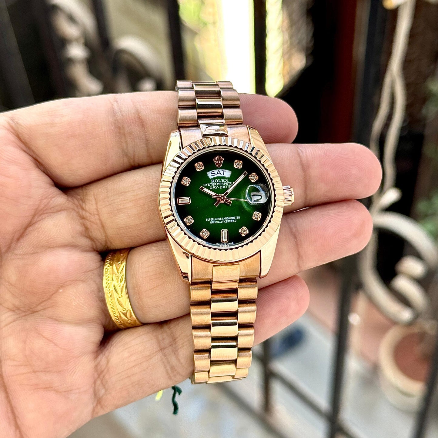 Rolex Rose Gold Green Dial