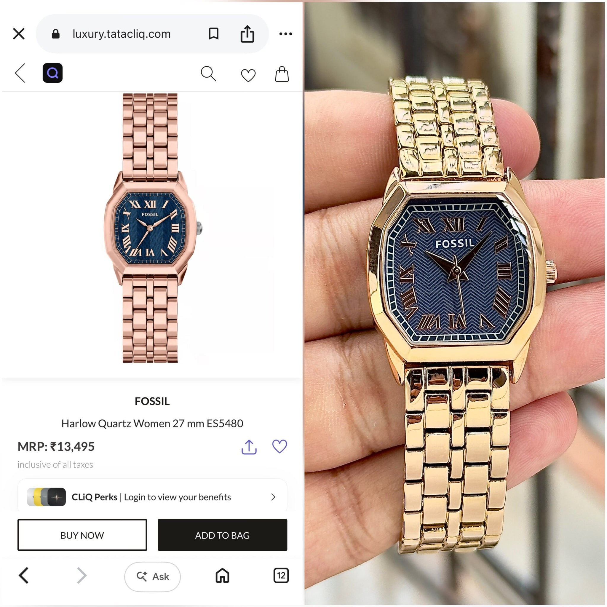 Fossil Harlow Series Blue Textured Dial