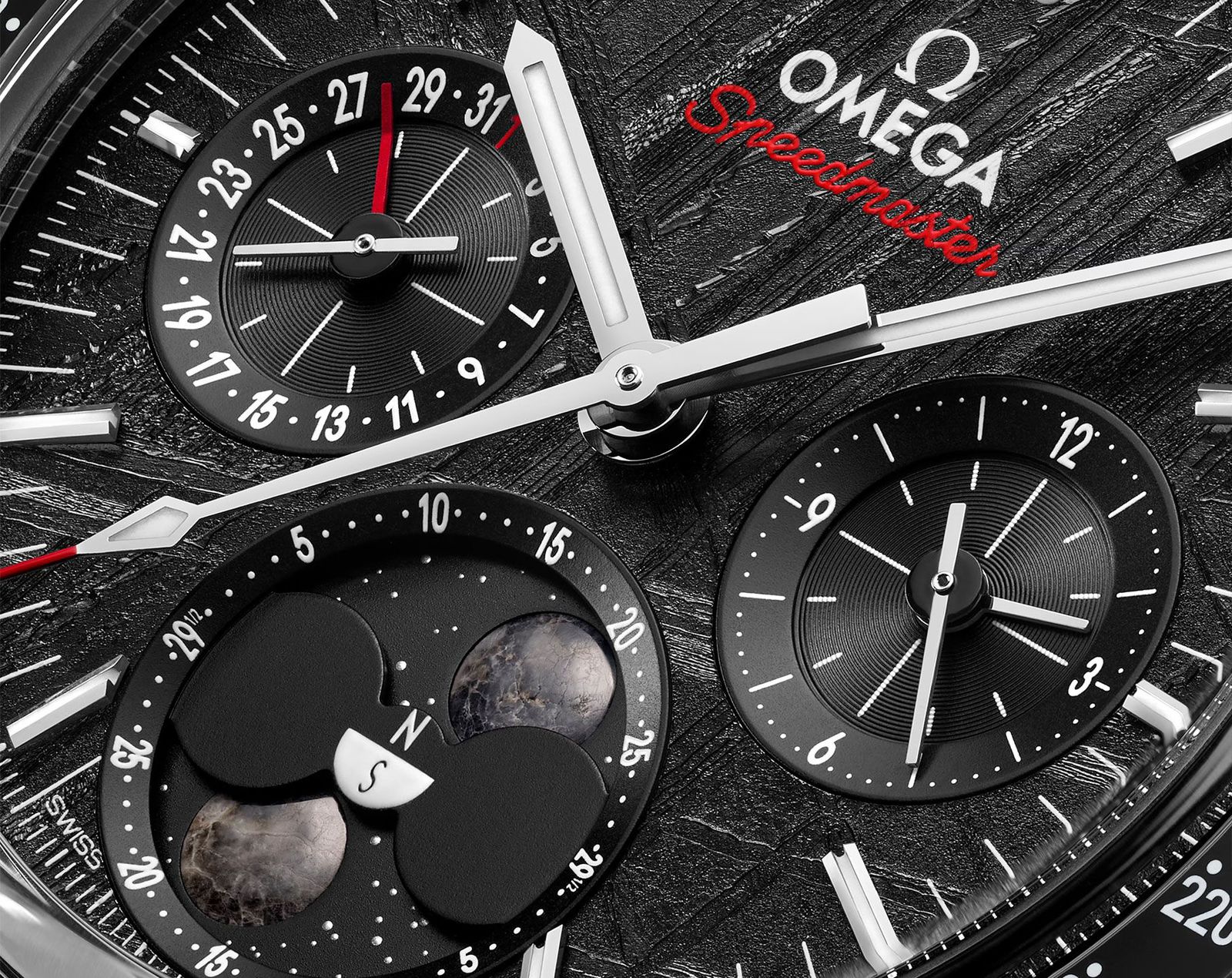 Omega Speedmaster Moonphase Meteorite Dial