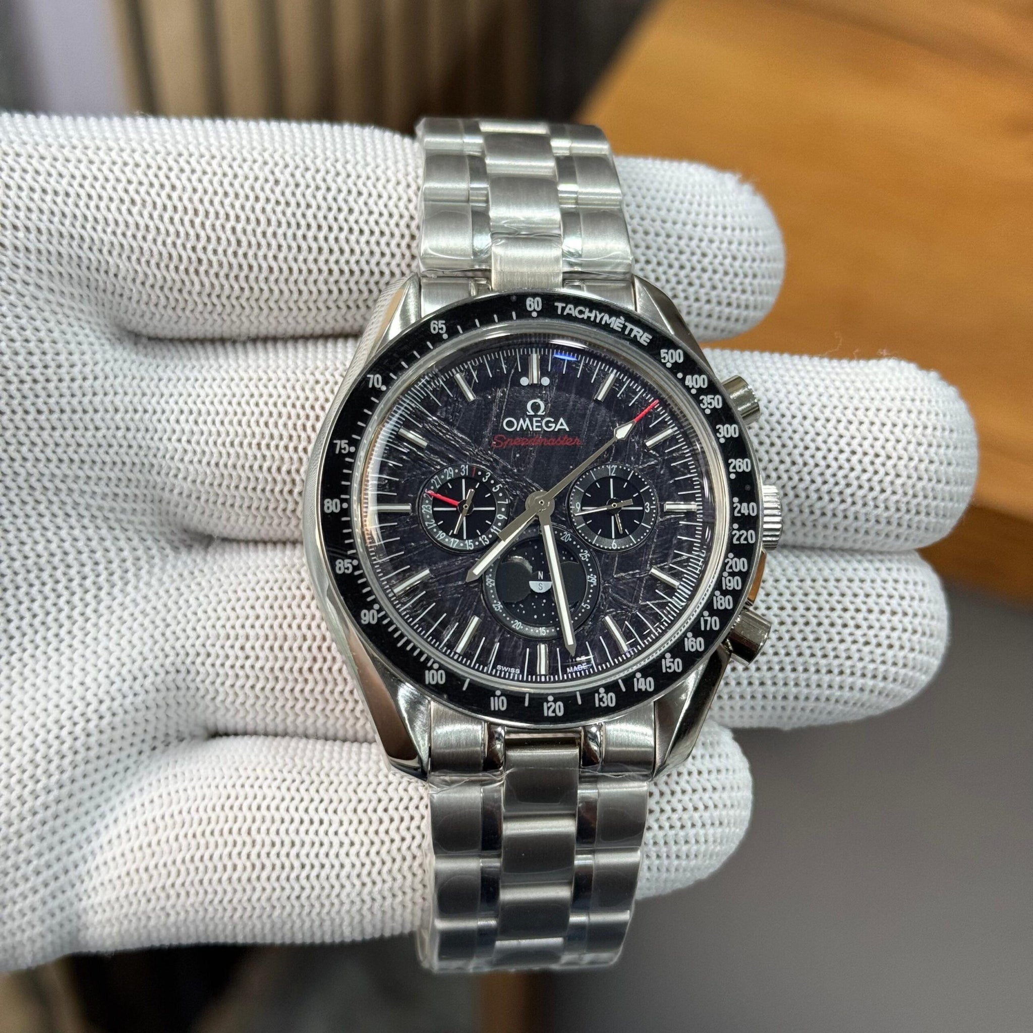 Omega Speedmaster Moonphase Meteorite Dial