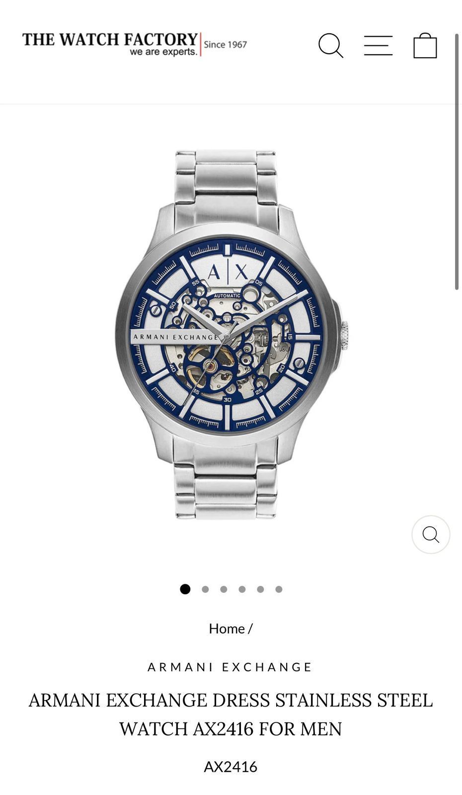 Armani Exchange White &amp; Blue Dial