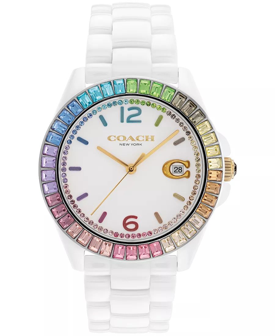 Coach Greyson White Ceramic Miyota Quartz