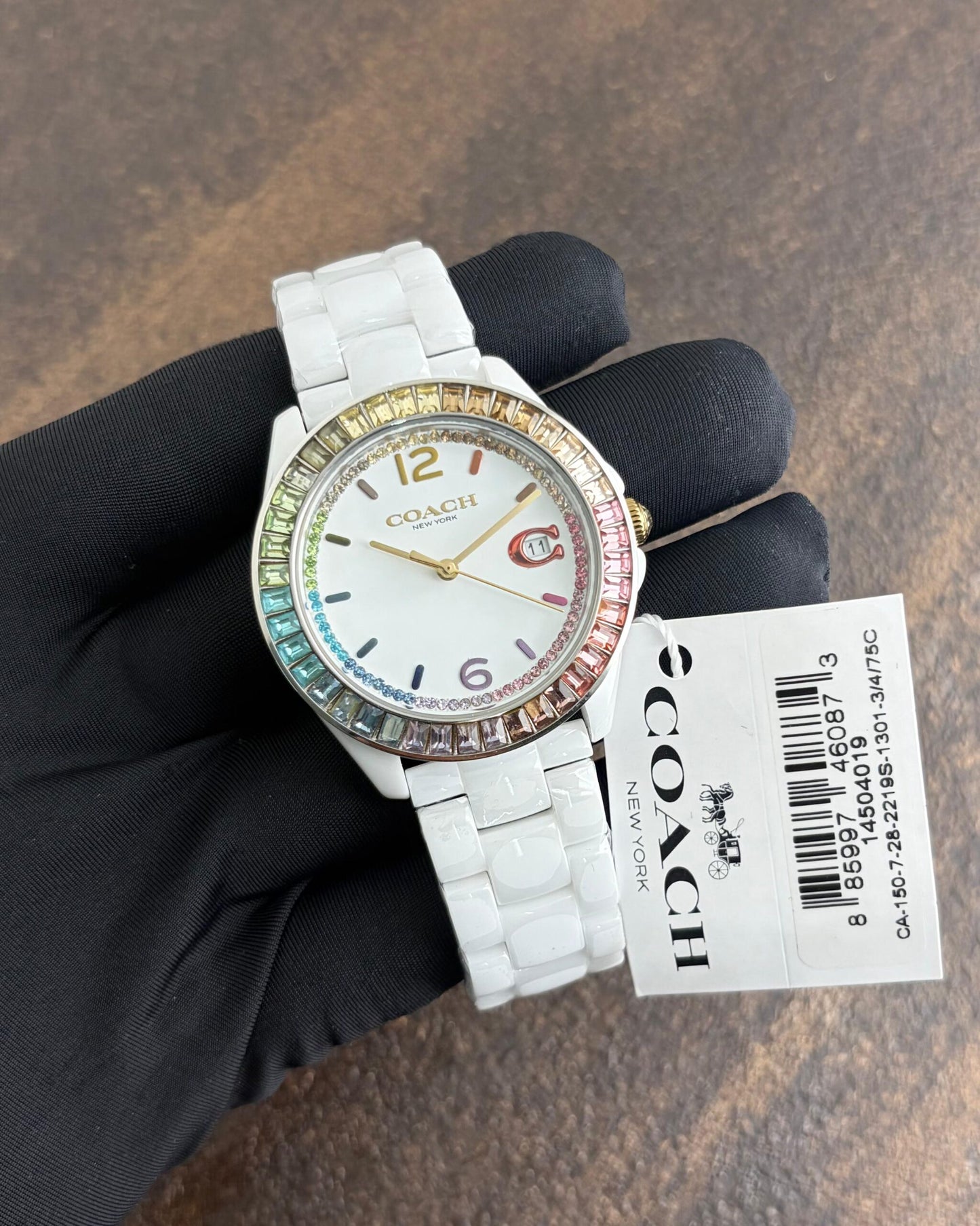 Coach Greyson White Ceramic Miyota Quartz
