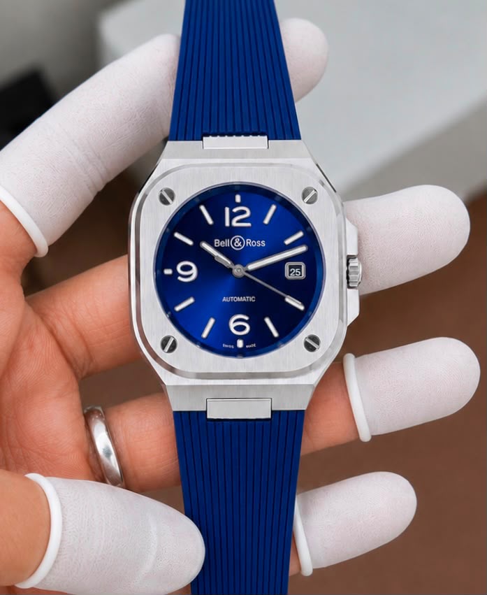 Bell &amp; Ross BR-05A Midnight Blue Silver Tone Automatic