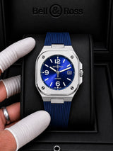Bell &amp; Ross BR-05A Midnight Blue Silver Tone Automatic