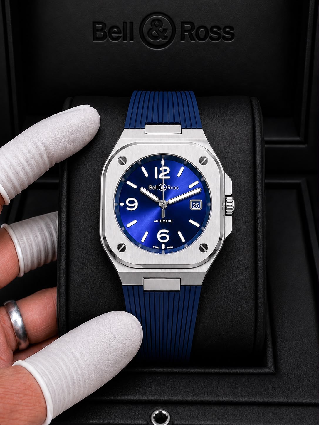 Bell &amp; Ross BR-05A Midnight Blue Silver Tone Automatic