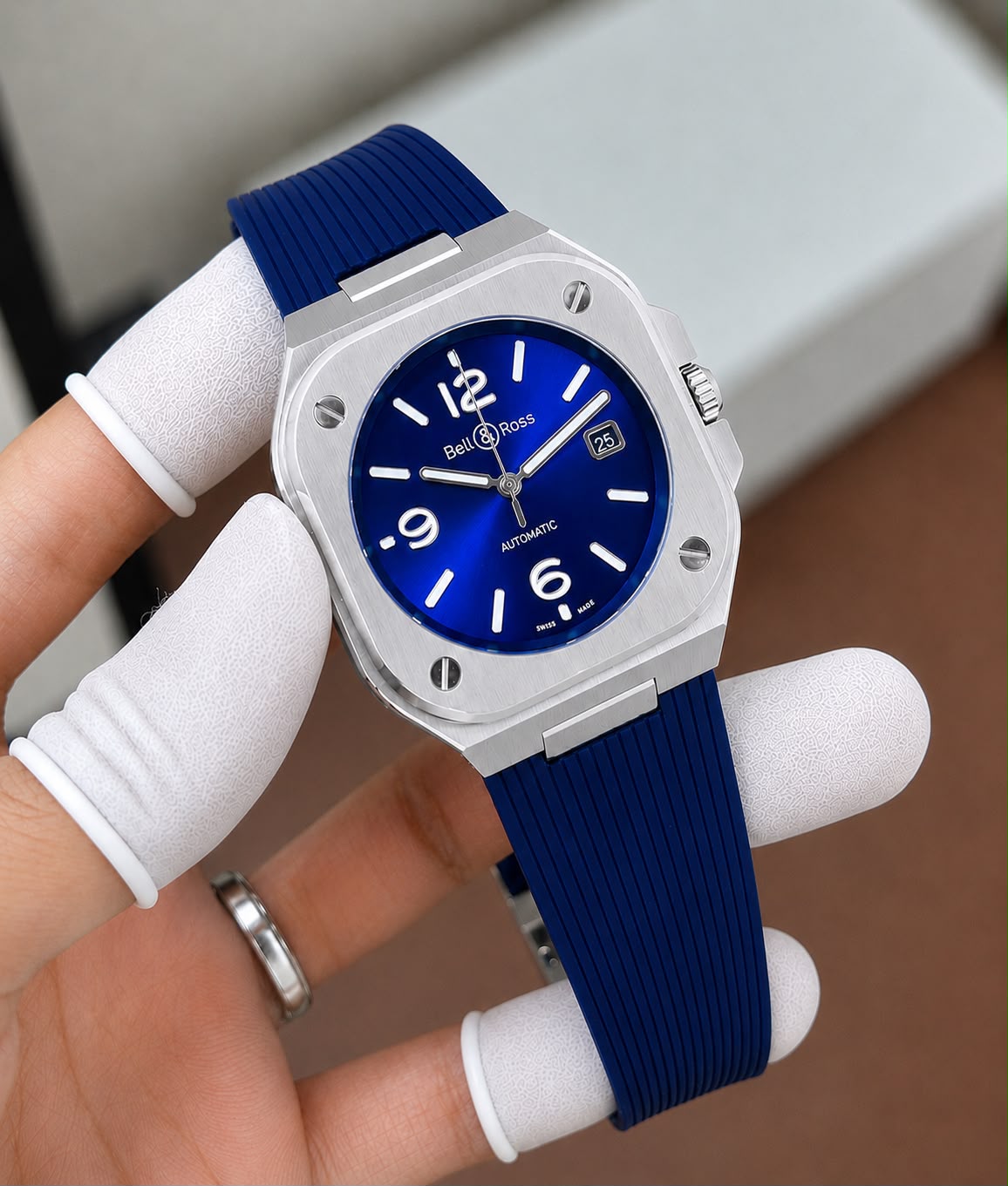 Bell &amp; Ross BR-05A Midnight Blue Silver Tone Automatic