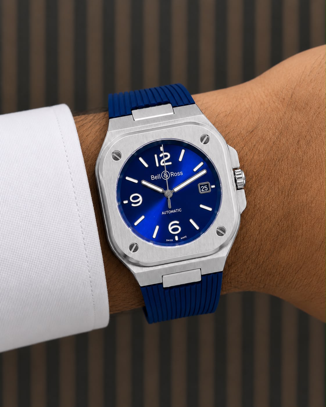Bell &amp; Ross BR-05A Midnight Blue Silver Tone Automatic