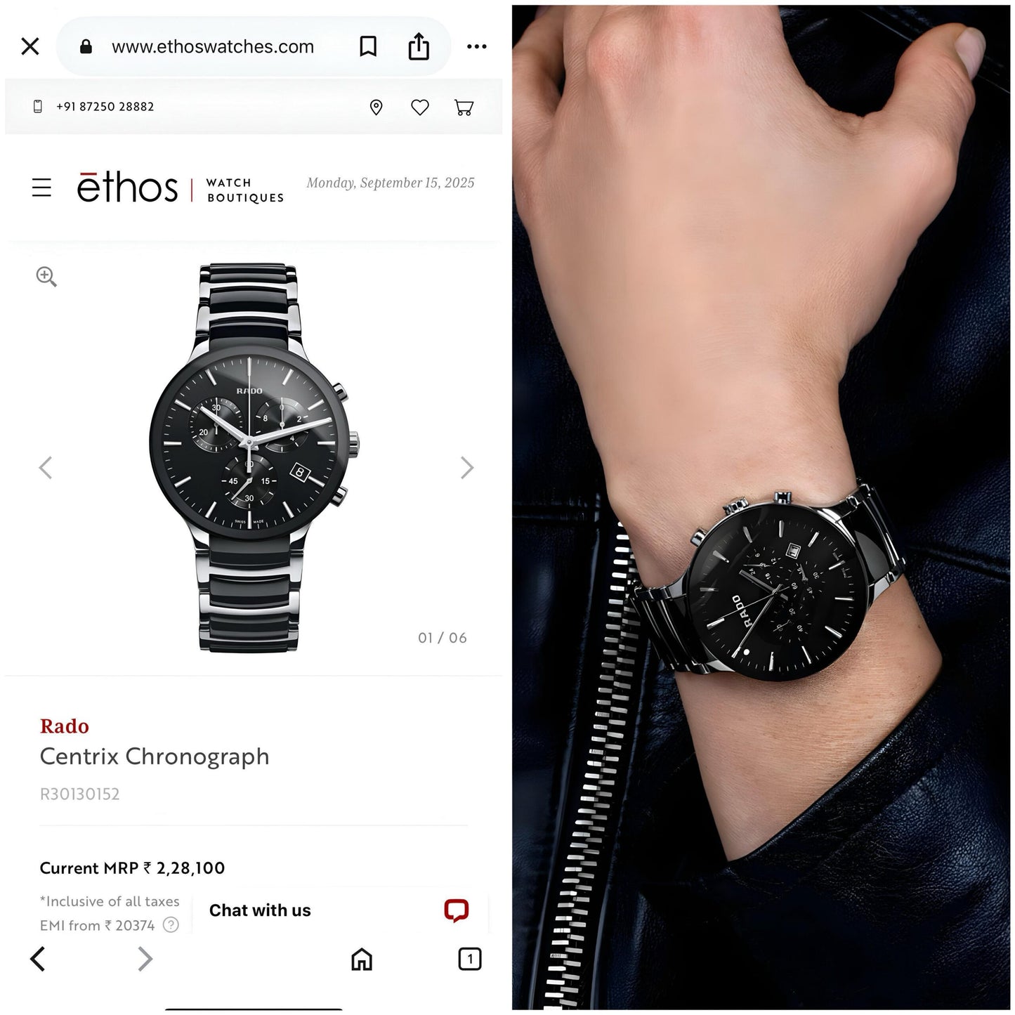 Rado Centrix Black Quartz Chronograph