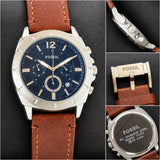 Fossil Silver &amp; Blue Dial Chronograph