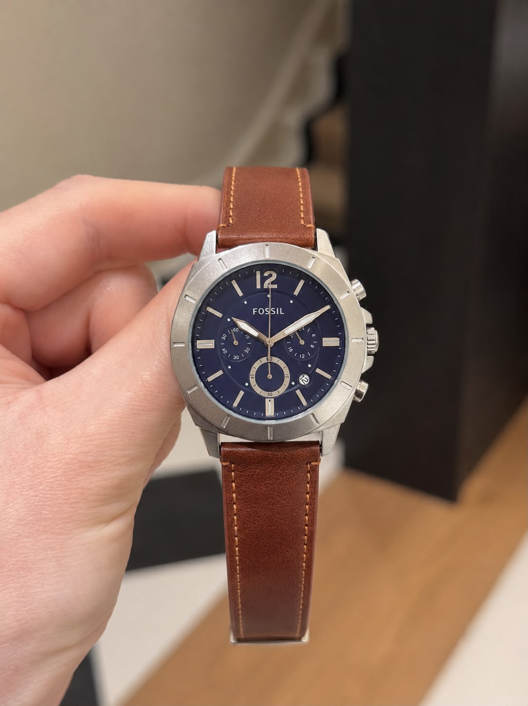 Fossil Silver &amp; Blue Dial Chronograph