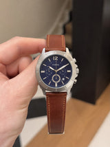 Fossil Silver &amp; Blue Dial Chronograph