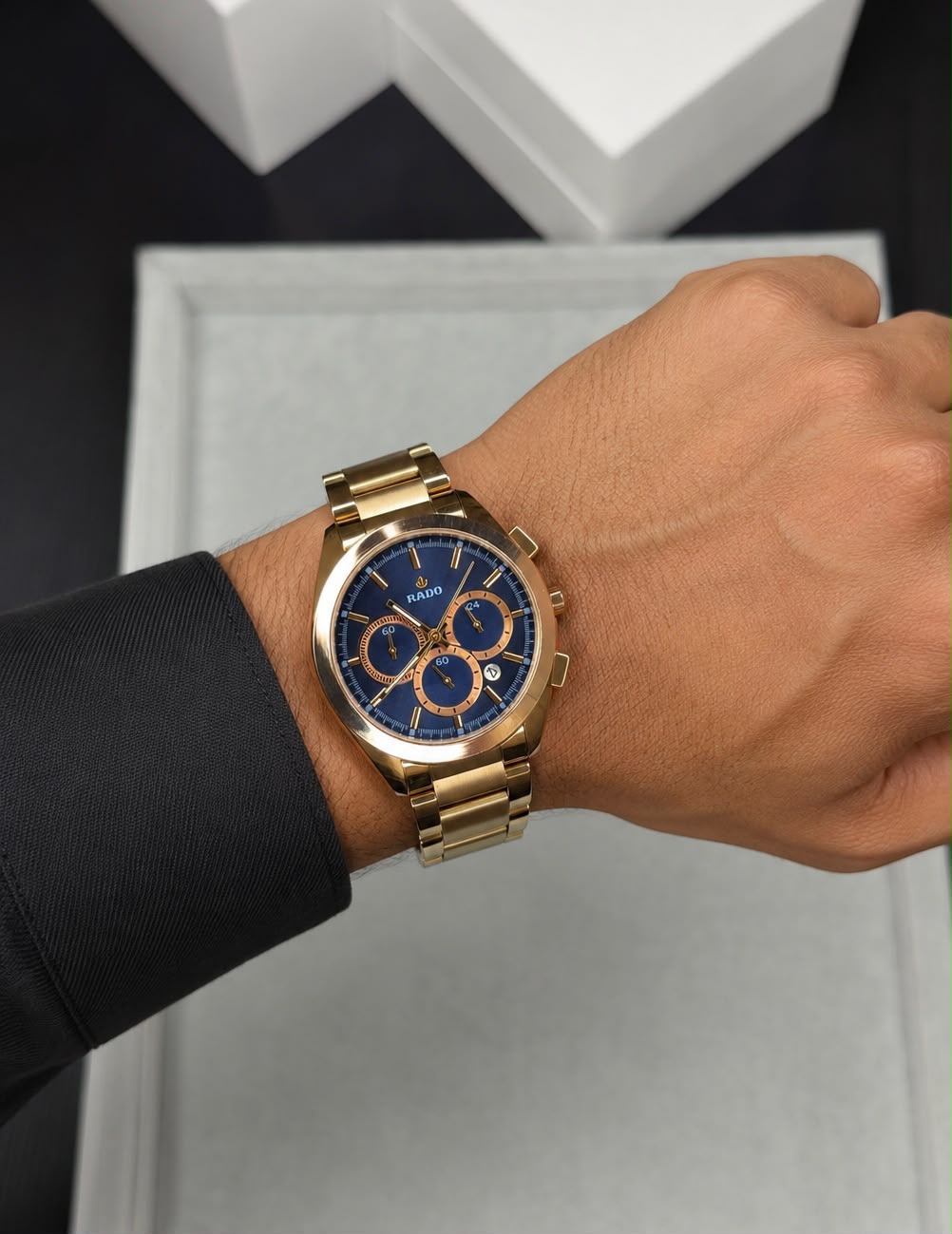 Rado Rosegold Blue Dial Chronograph