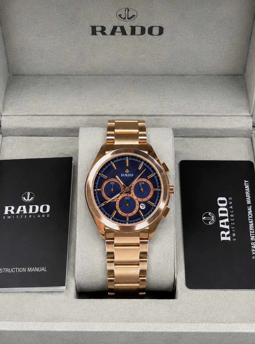 Rado Rosegold Blue Dial Chronograph