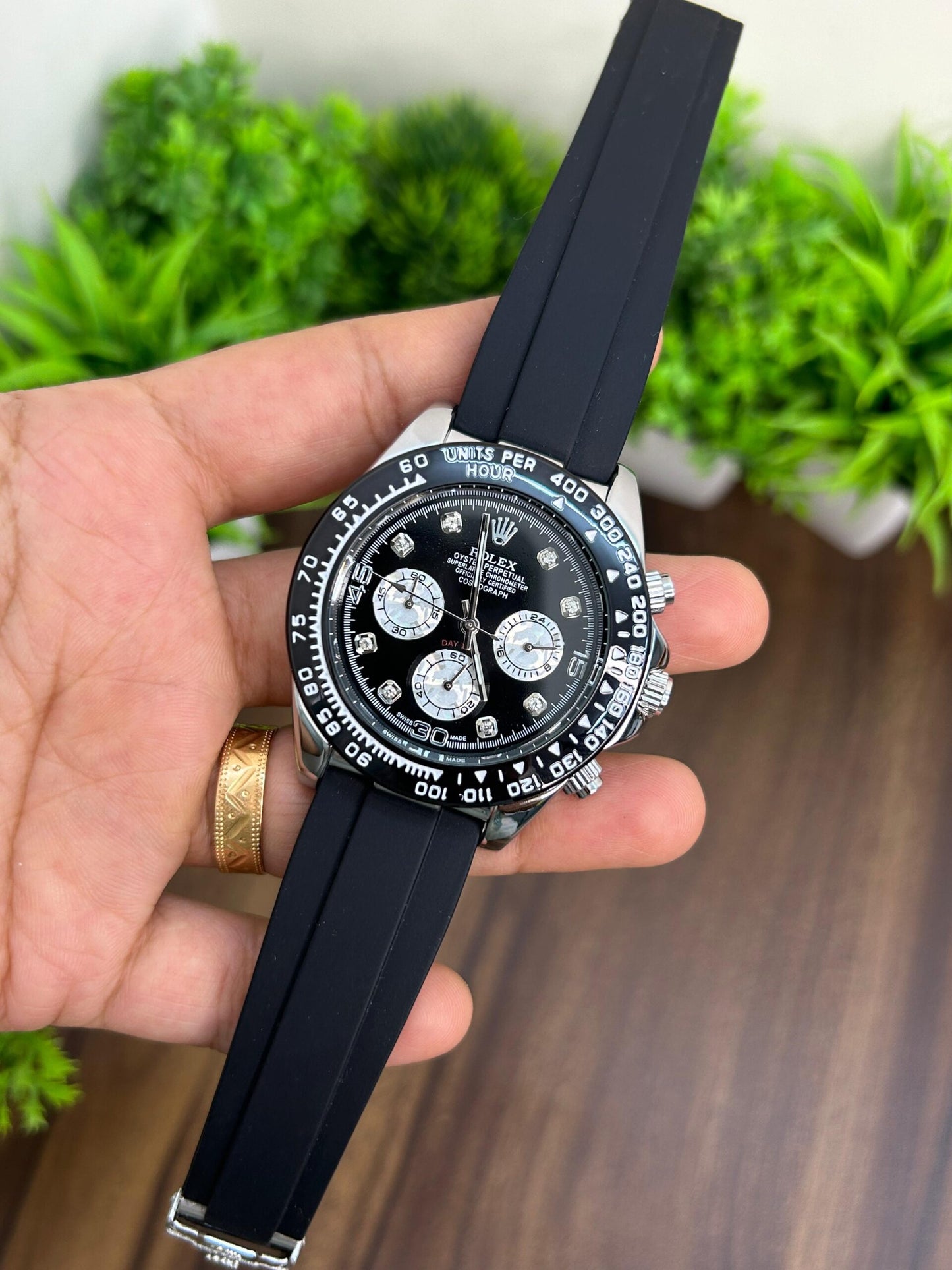 Rolex Daytona Silver &amp; Black Quartz Chronograph