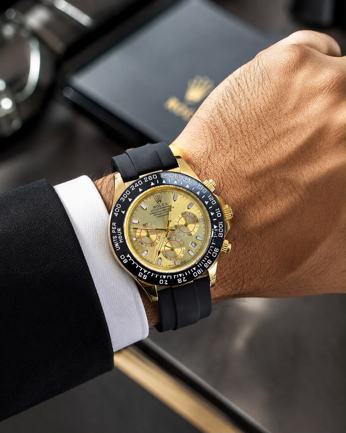 Rolex Daytona Gold &amp; Black Chronograph Quartz