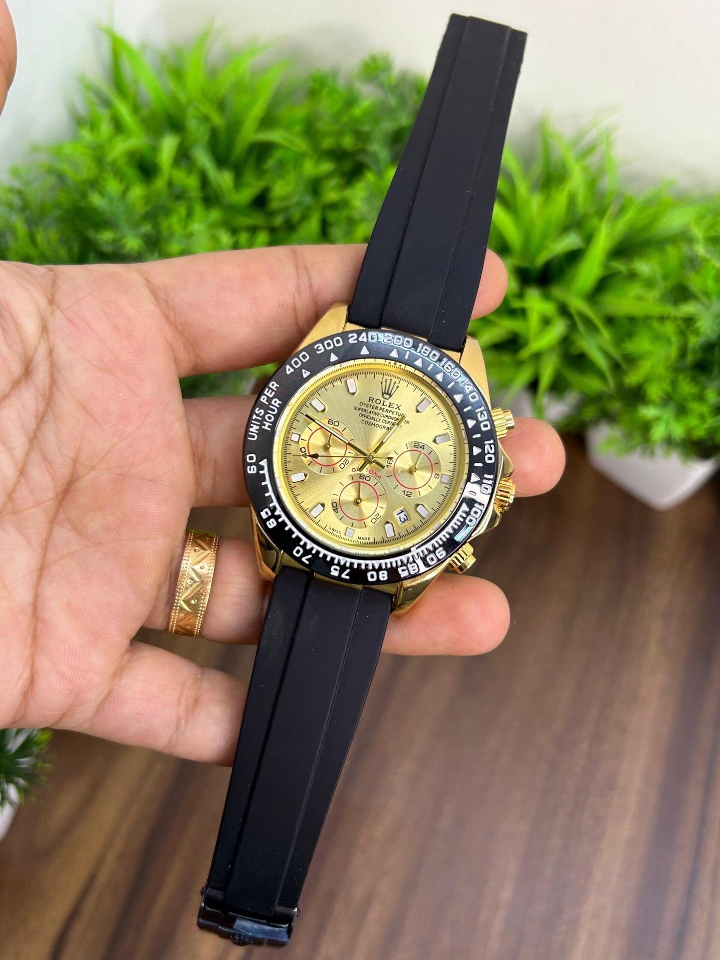 Rolex Daytona Gold &amp; Black Chronograph Quartz
