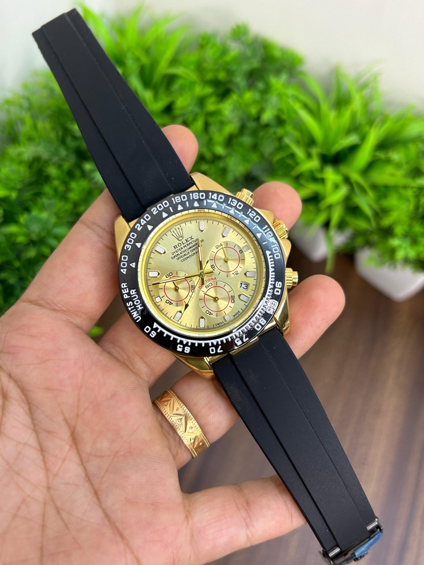 Rolex Daytona Gold &amp; Black Chronograph Quartz