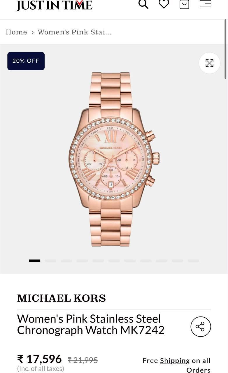Michael Kors Pink Dial Quartz Chrono