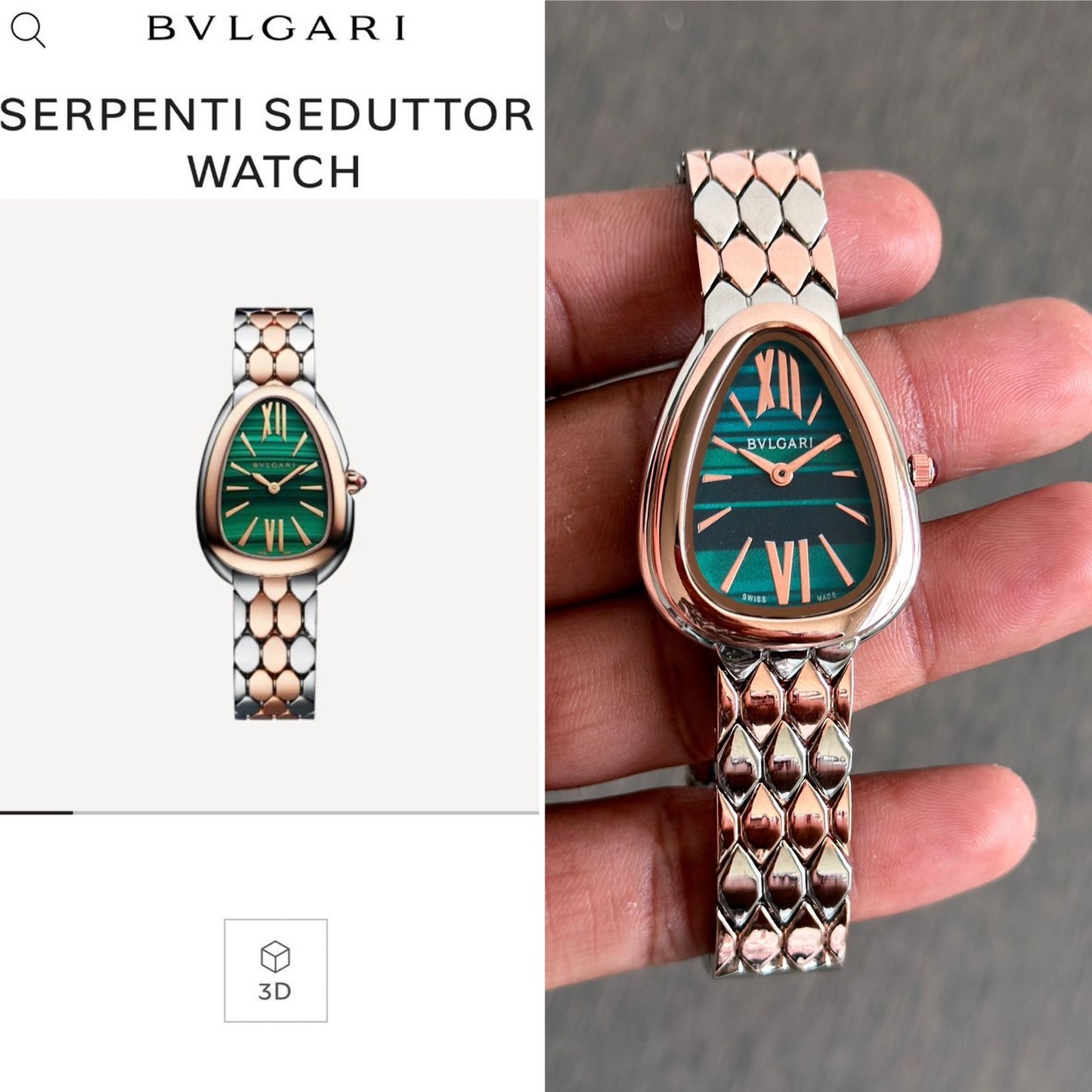 Bvlgari Serpenti Seduttori Rose Gold Green Dial