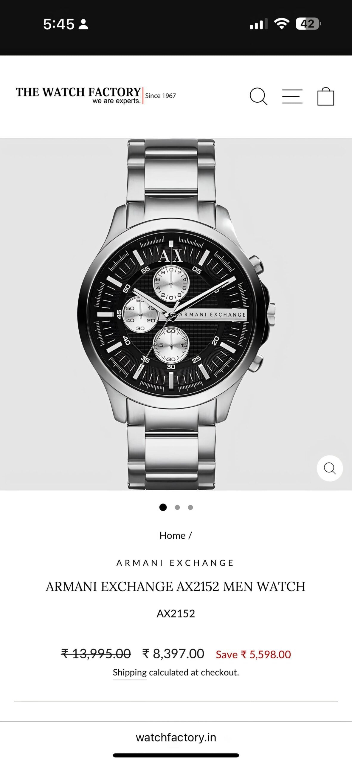 Armani Exchange AX2152 Black Dial Chrono