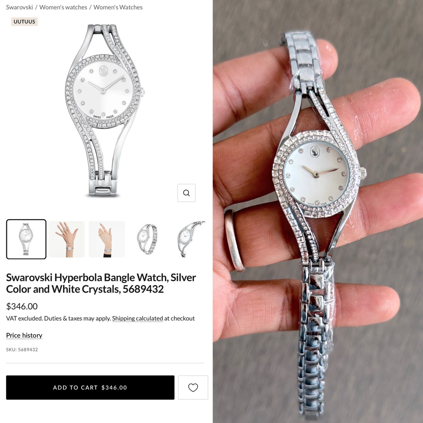 Swarovski Hyperbola Bangle Quartz