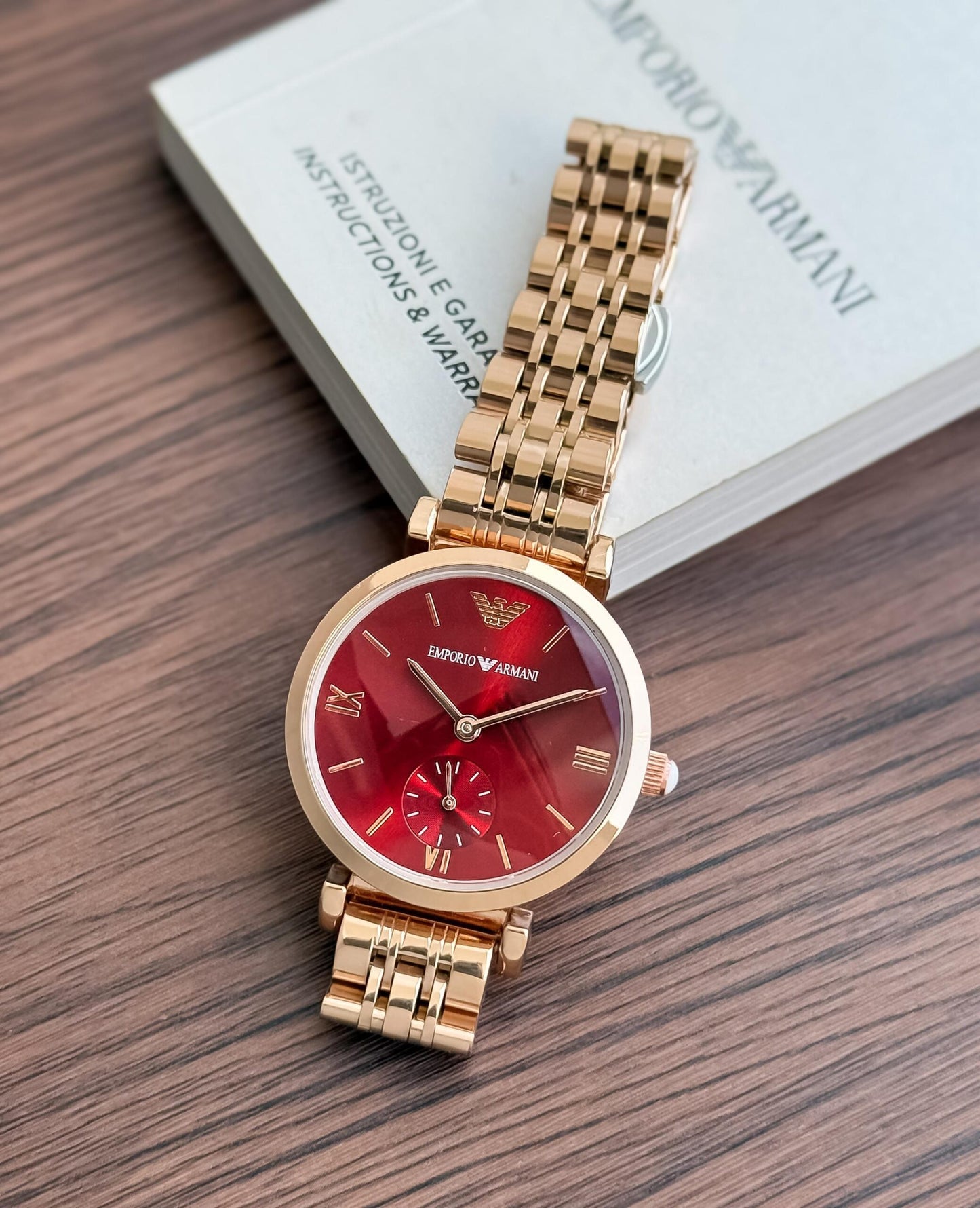 Emporio Armani Red Rose Gold Dial