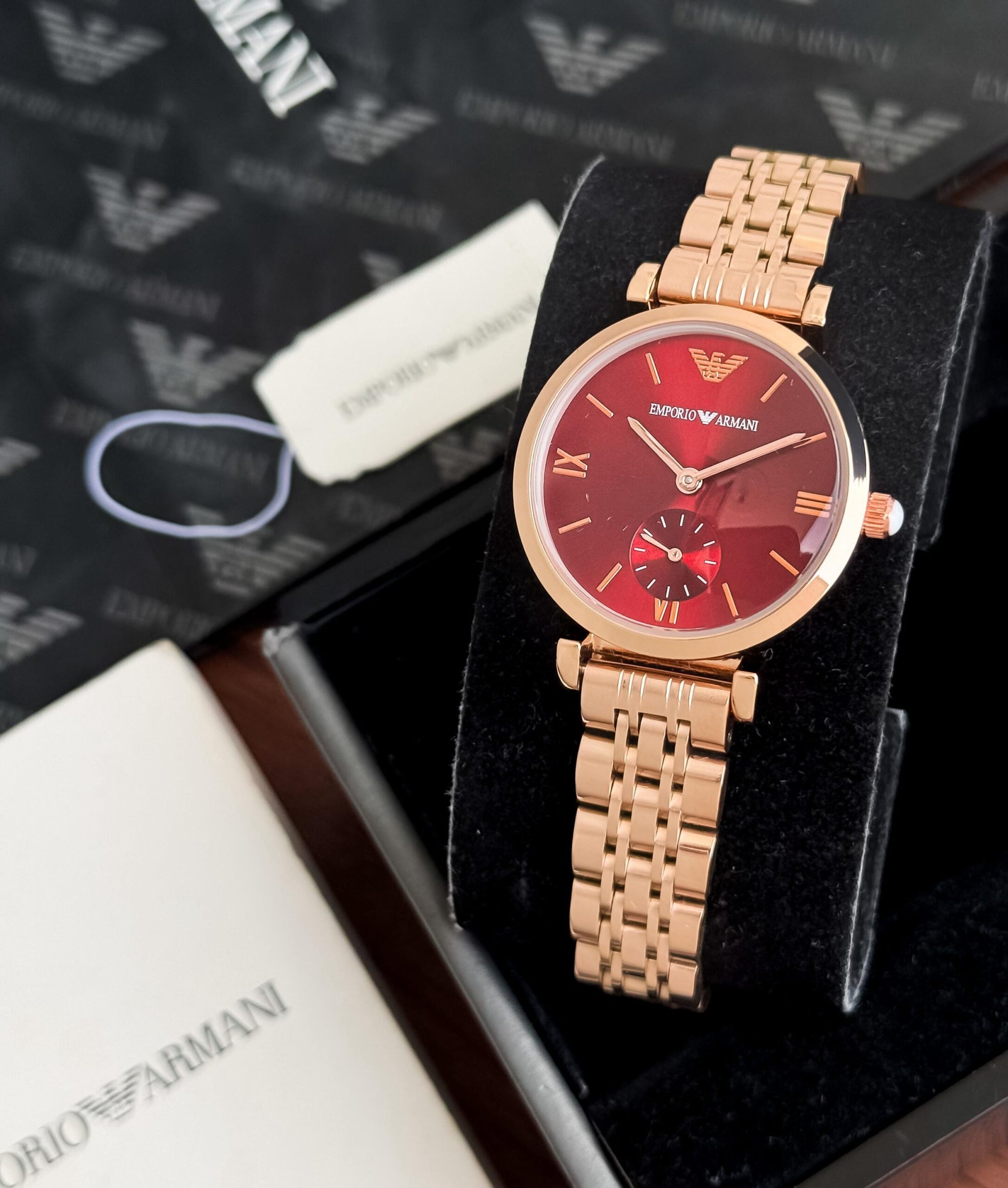 Emporio Armani Red Rose Gold Dial
