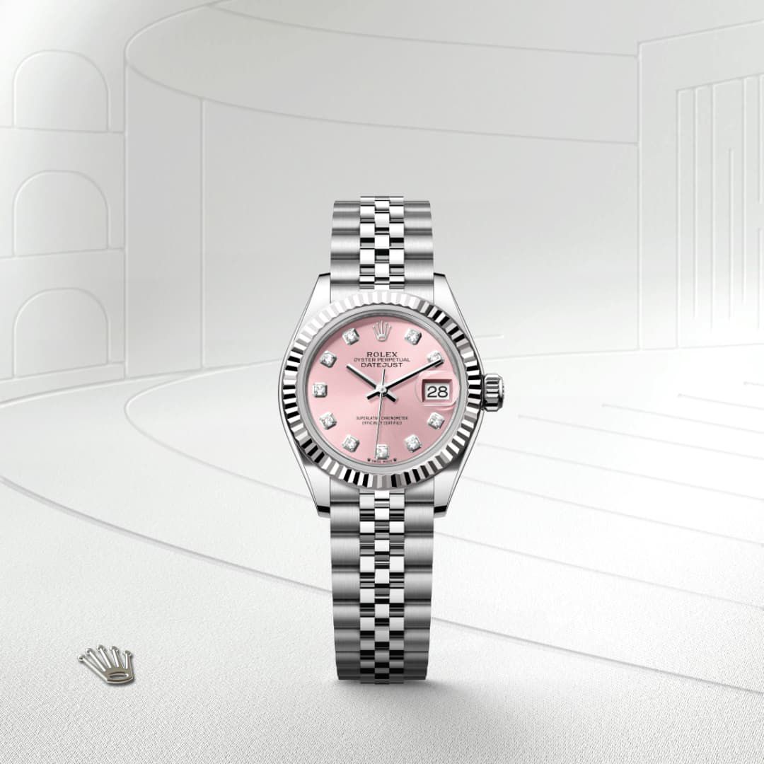 Rolex Oyster Perpetual Pink Silver Diamond Dial