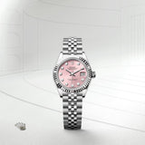 Rolex Oyster Perpetual Pink Silver Diamond Dial