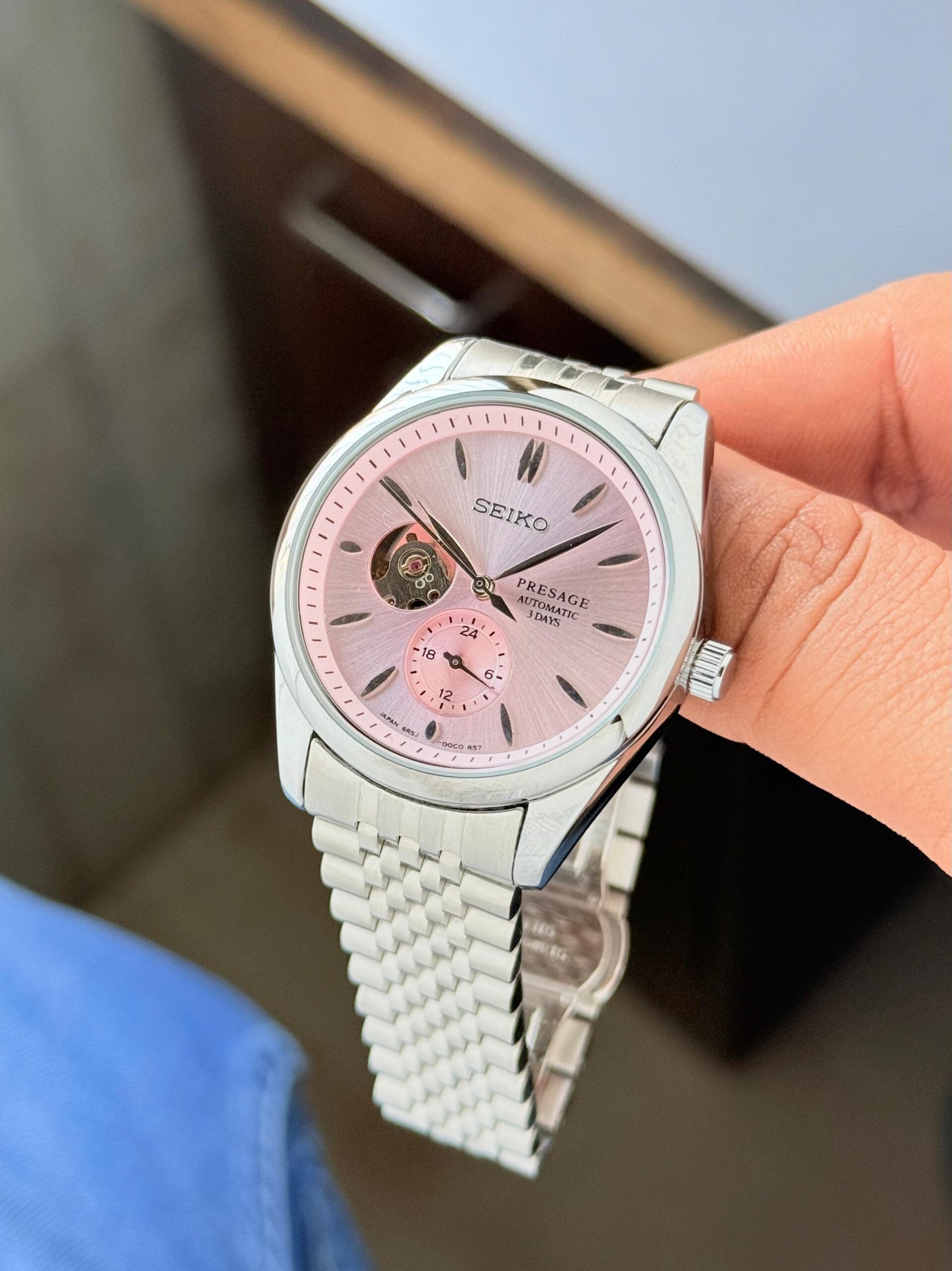 Seiko Presage Classic Pink Dial Open Heart
