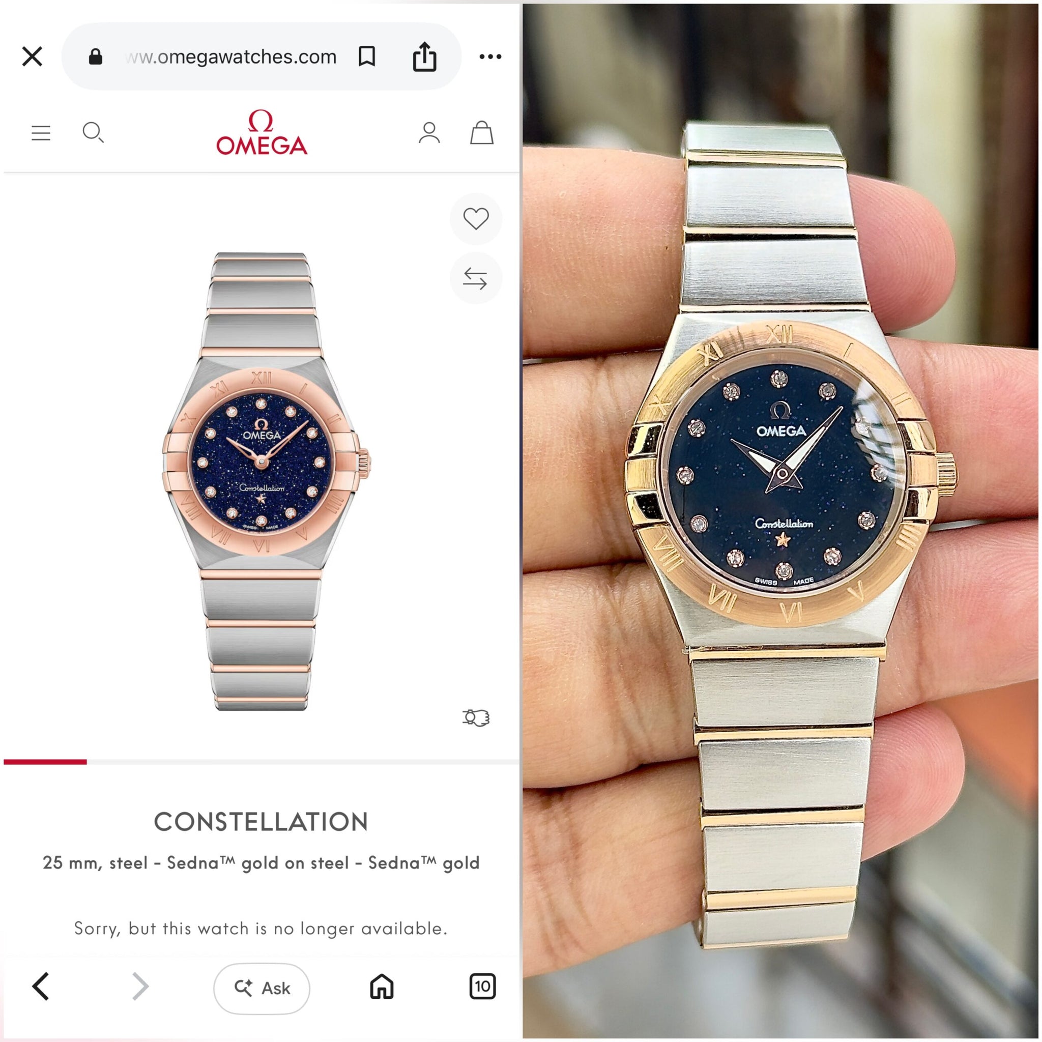 Omega Constellation Blue Diamond Dial