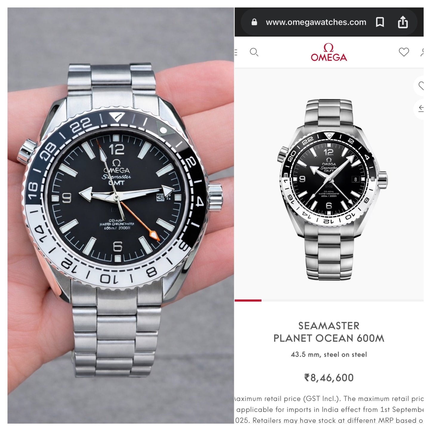 Omega Seamaster Planet Ocean 600M GMT Black Dial
