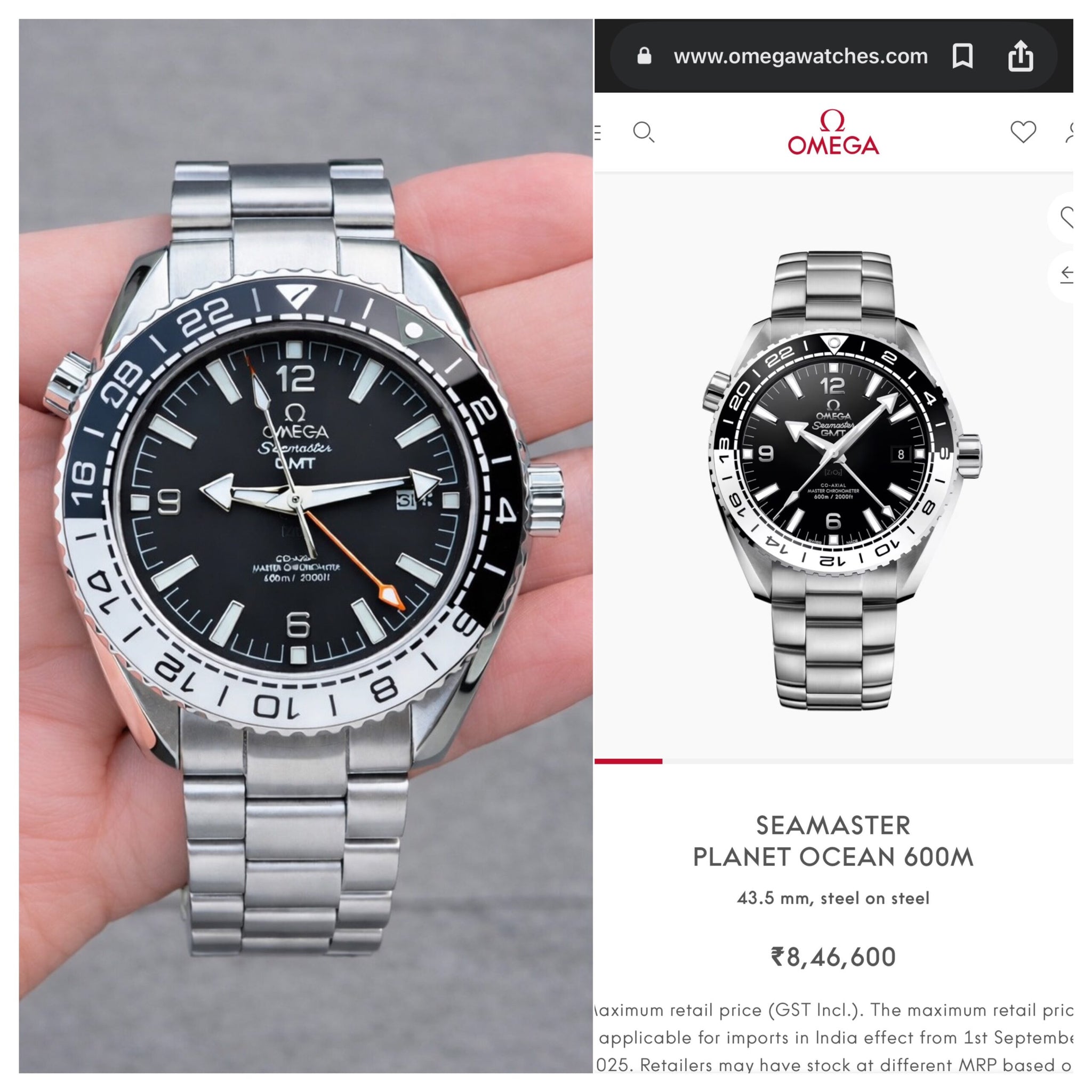 Omega Seamaster Planet Ocean 600M GMT Black Dial