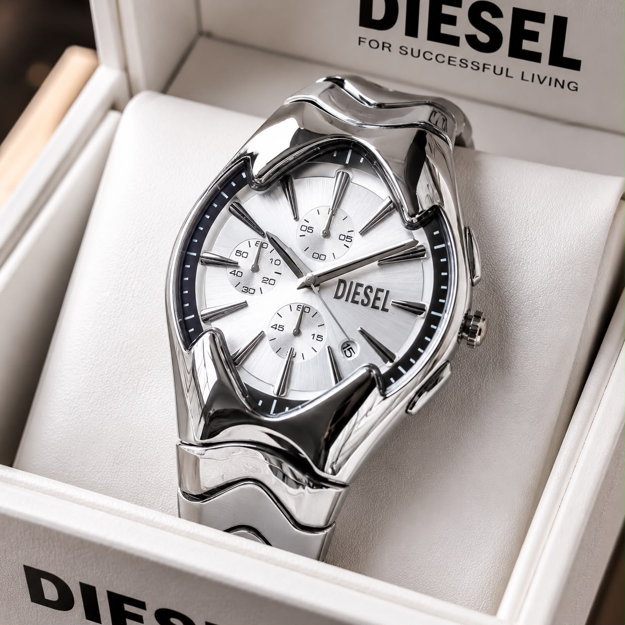 Diesel Silver Tone Multifunction Chronograph