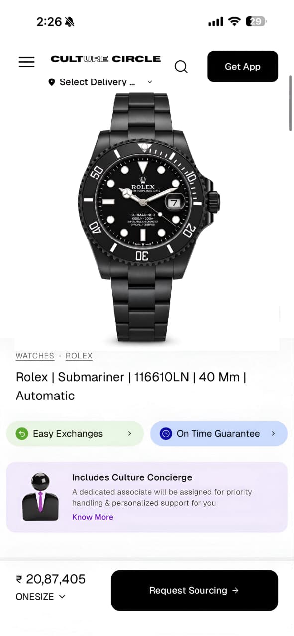 Rolex Submariner Black Dial Automatic