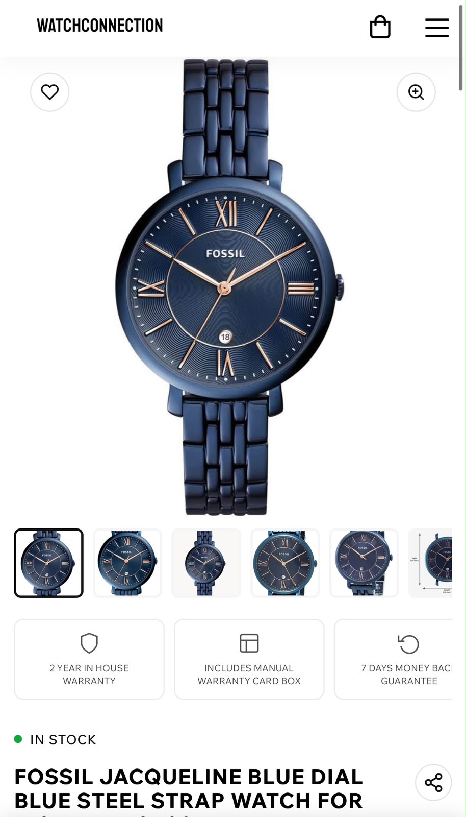 Fossil 38mm Blue Analog