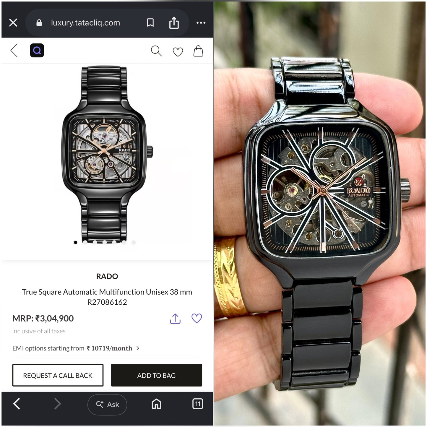 Rado True Square Automatic 40mm Black