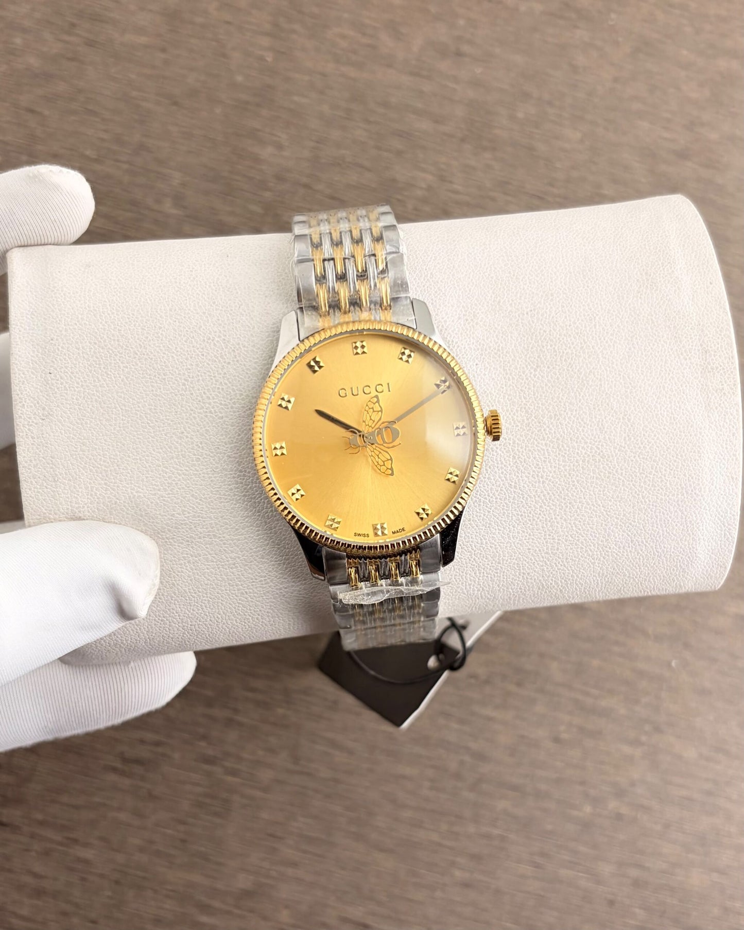 Gucci G-Timeless Slim Bee Two-Tone