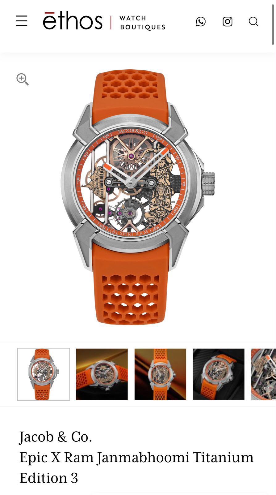 Jacob &amp; Co Epic X Ram Janmabhoomi Automatic Skeleton