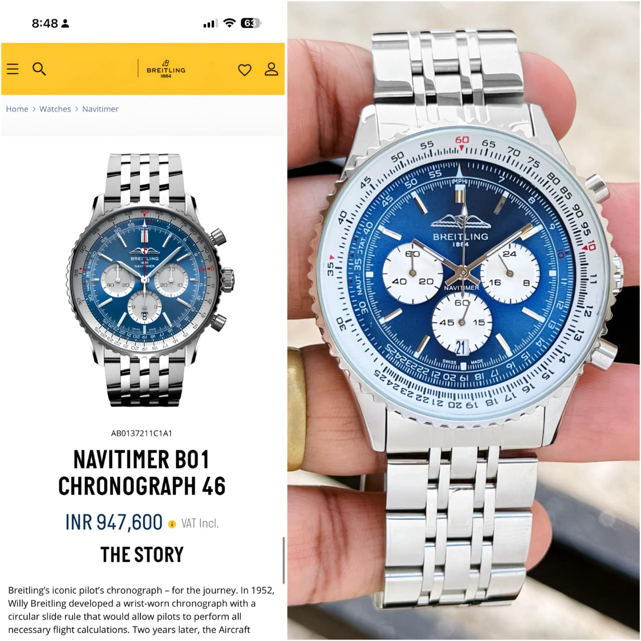 Breitling Navitimer Chronograph Blue Multifunction Dial