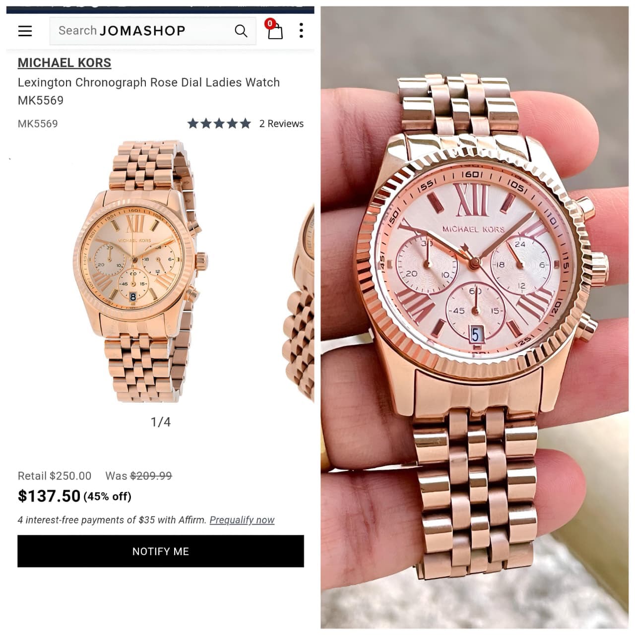 Michael Kors Lexington Rose Gold Sub-Dial