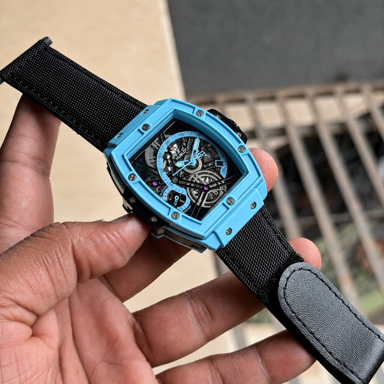 Hublot Skeleton Black Blue Dial