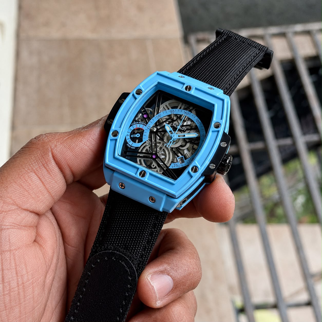 Hublot Skeleton Black Blue Dial