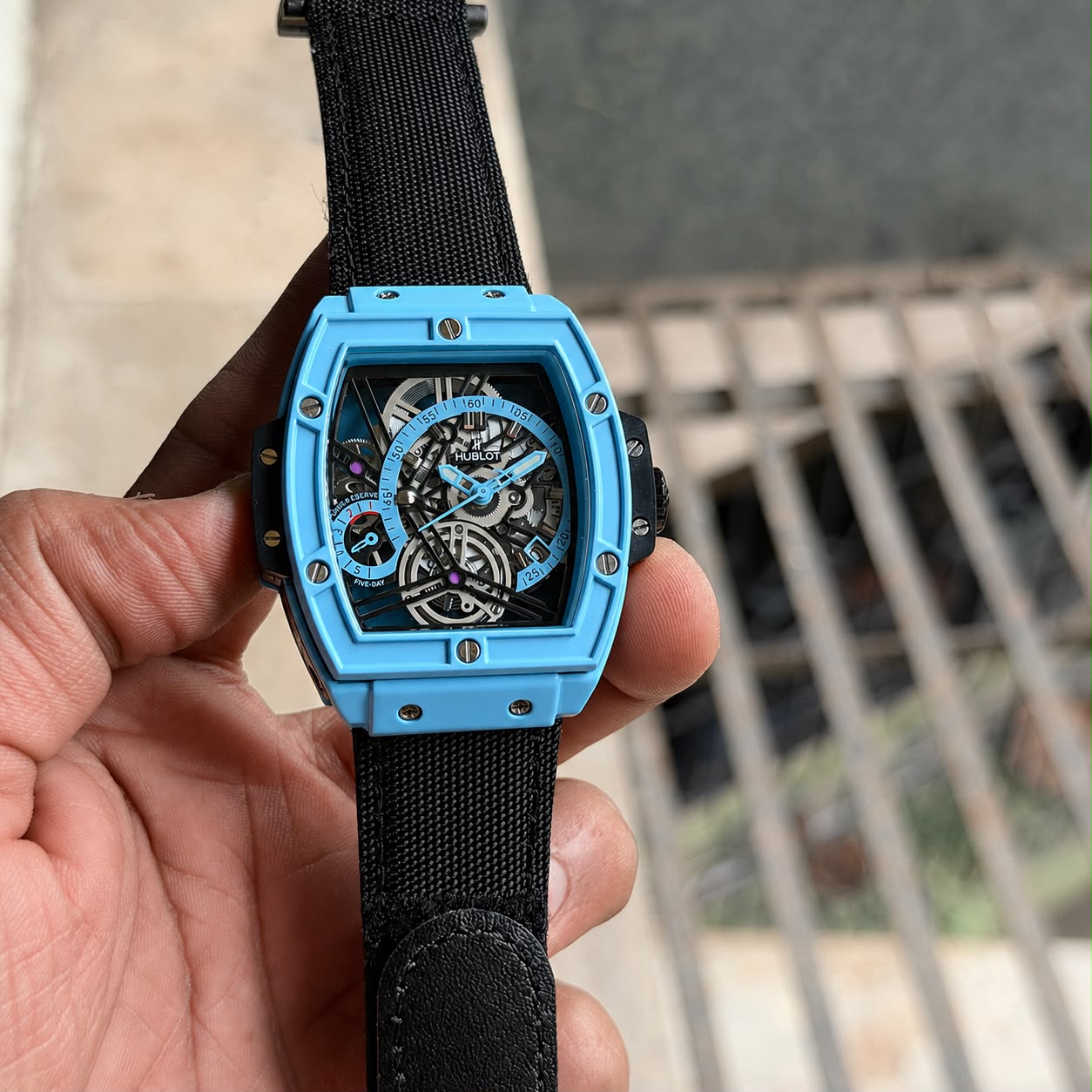 Hublot Skeleton Black Blue Dial