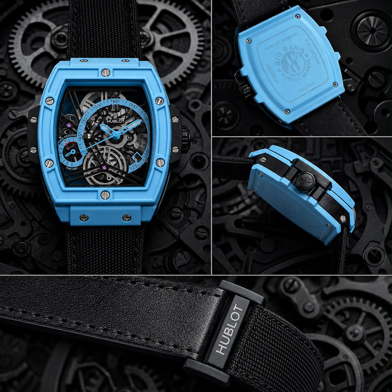Hublot Skeleton Black Blue Dial